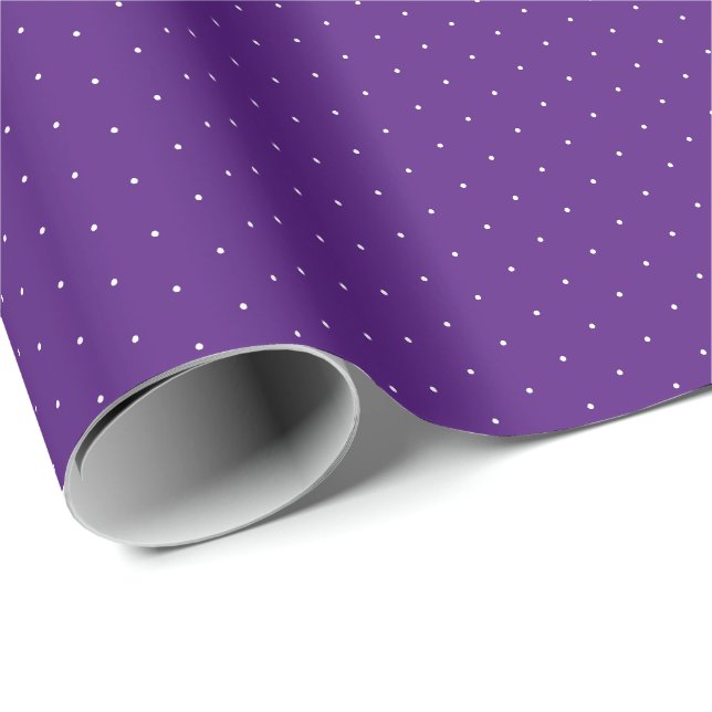 Chic lila violett, vit, liten polka dots mönster presentpapper (Rullad Hörn)