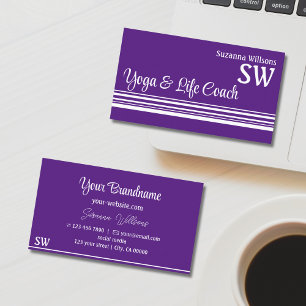 Chic Lila Vit Rand med Monogram Snyggt Visitkort