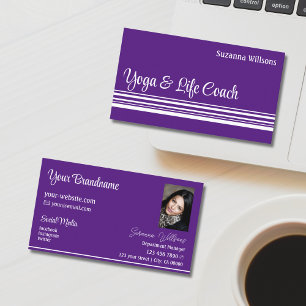 Chic Lila White Rand med Photo Professionell Visitkort