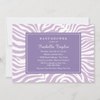 Chic Lila Zebra ränder Girl Baby Shower