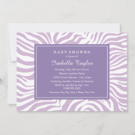 Chic Lila Zebra ränder Girl Baby Shower Inbjudningar
