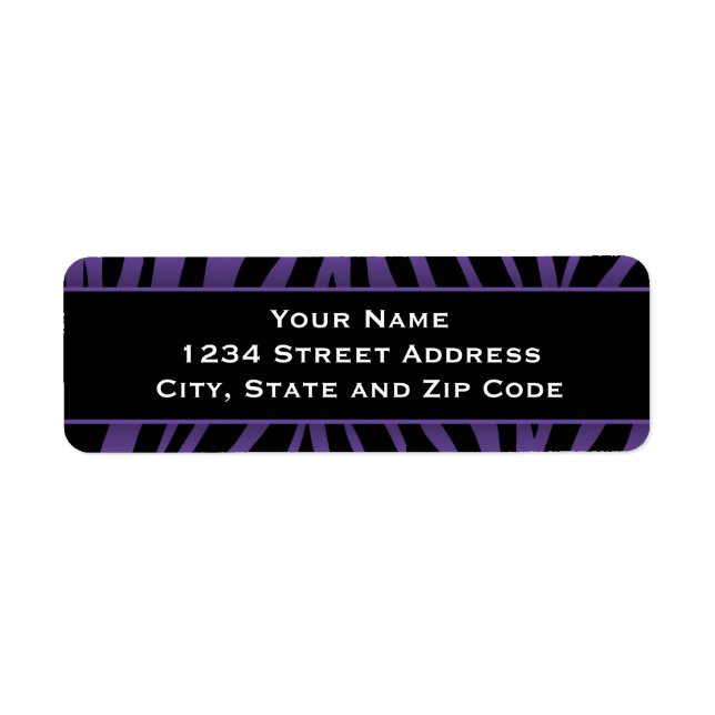 Chic Lila Zebra ränder Returetiketter Returadress Etikett (Framsidan)