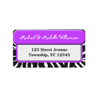 Chic Lila Zebra tryck Adressetiketter