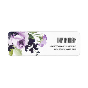 CHIC LILAC LILA RO PEONY BLOMMIGT BUNCH ADRESS RETURADRESS ETIKETT
