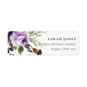 CHIC LILAC LILA RO PEONY BLOMMIGT BUNCH ADRESS RETURADRESS ETIKETT