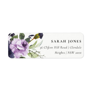 CHIC LILAC LILA RO PEONY BLOMMIGT BUNCH ADRESS RETURADRESS ETIKETT