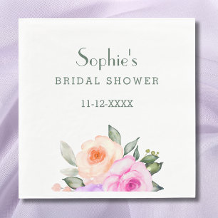 Chic Lilac Rosa Bright Blommigt Möhippa Pappersservett