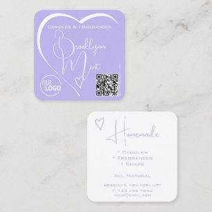 Chic Lilac White Calligraphy Heart Logotyp QR- kod Fyrkantigt Visitkort