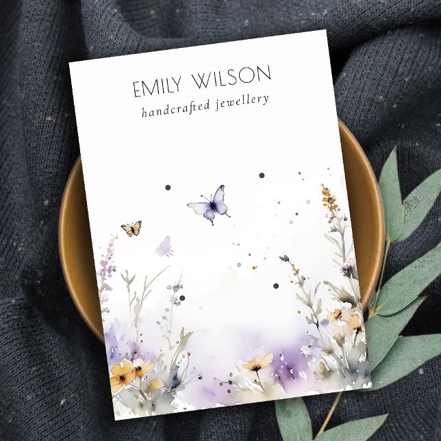 Chic Lilac WildblomButterfly 2 Visning Visitkort (Skapare uppladdad)