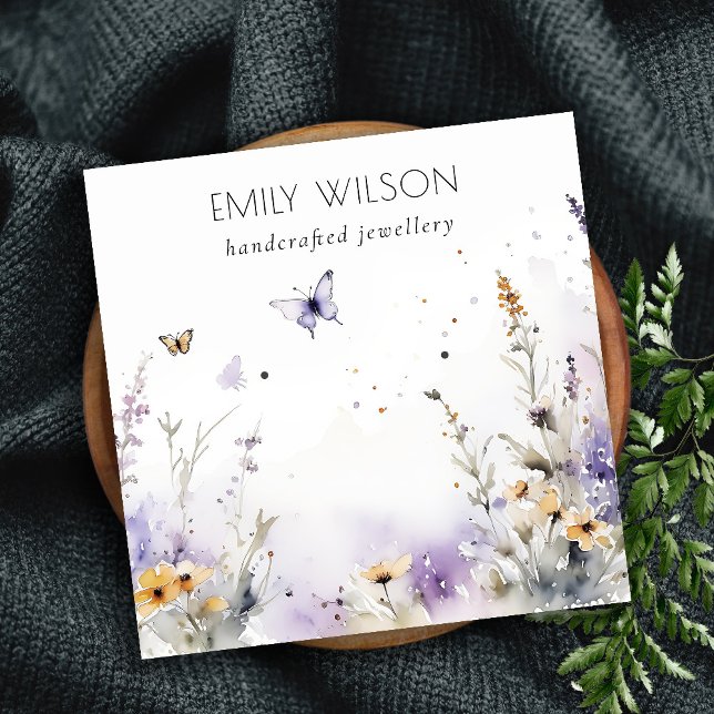 Chic Lilac WildblomButterfly Earring Visning Fyrkantigt Visitkort (Skapare uppladdad)