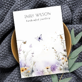 Chic Lilac WildblomButterfly Necklace Visning Visitkort