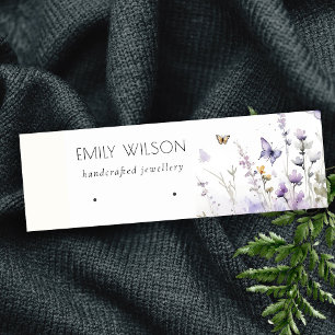 Chic Lilac Wildblomme Earring Stud Ring Visning Mini Visitkort