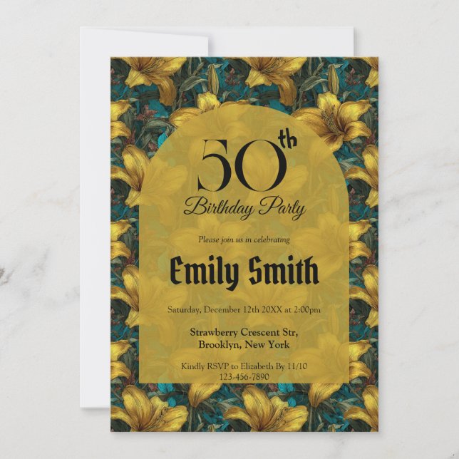 Chic Lilies Aesthetic First Birthday Inbjudningar (Framsida)