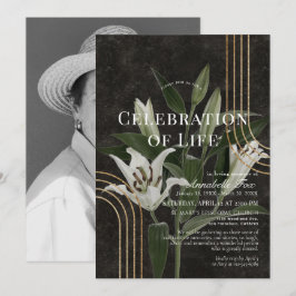 Chic Lilies Firande of Life Funeral Memorial Inbjudningar