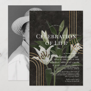 Chic Lilies Firande of Life Funeral Memorial Inbjudningar