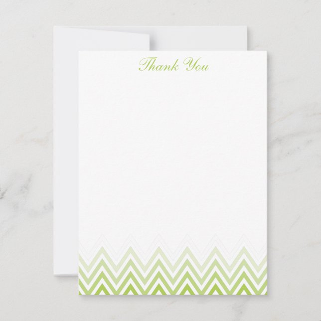 Chic Lime Green Ombre Chevrons Note Card Anteckningskort (Framsida)