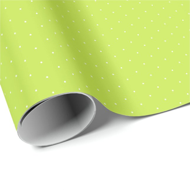 Chic lime grön vit liten polka dots mönster söt presentpapper (Rullad Hörn)