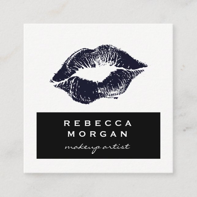 Chic Lipstick Blue Kiss Fyrkantigt Visitkort (Framsida)