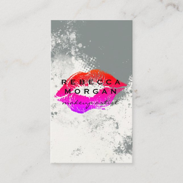 Chic Lipstick Kiss | Textur Bakgrund Visitkort (Framsida)