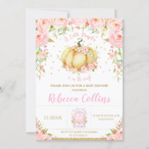 Chic Little Pumpkin Rosa Blommigt Girl Baby Shower