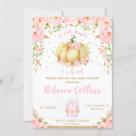 Chic Little Pumpkin Rosa Blommigt Girl Baby Shower Inbjudningar