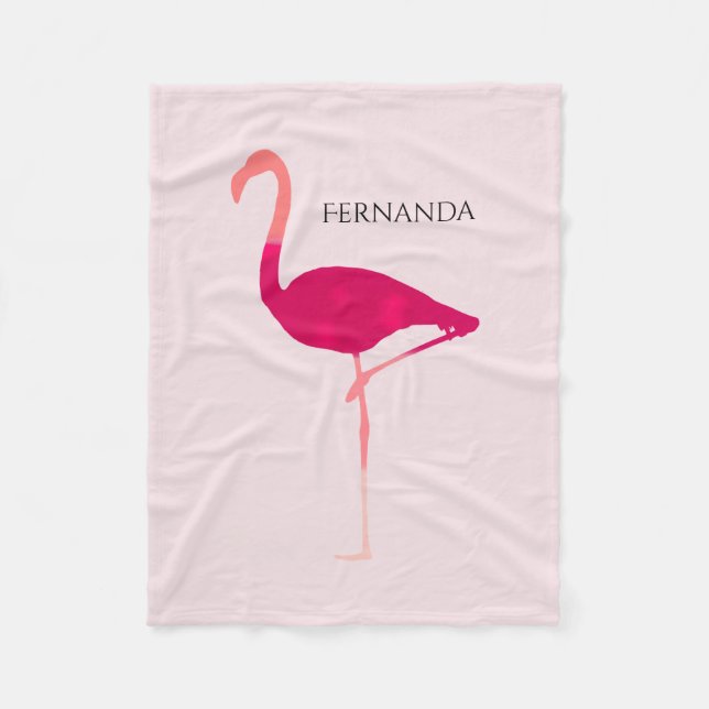Chic ljus Flamingo för rosapersonligvattenfärg Fleecefilt (Framsidan)