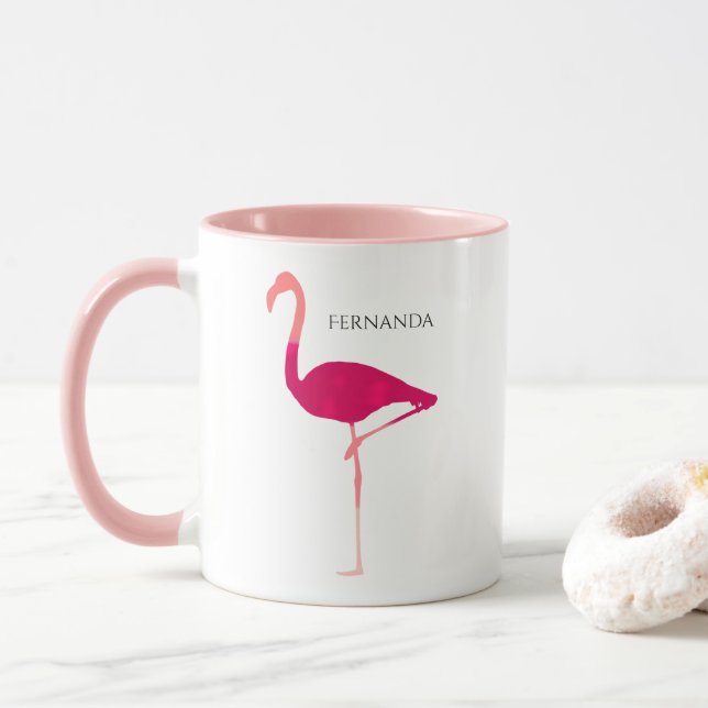 Chic ljus Flamingo för rosapersonligvattenfärg Mugg (Med munk)