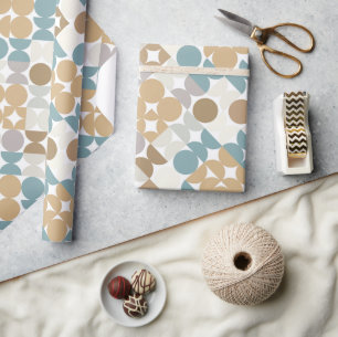 Chic Ljus Teal Taupe Tan Beige Cirklar Mönster Presentpapper
