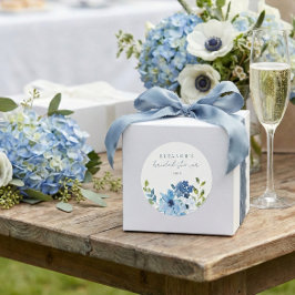 Chic Ljusblå Akvarell Blommig Bröllopsdusch  Runt Klistermärke