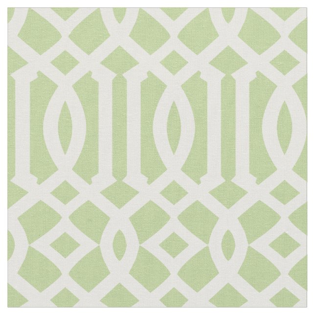 Chic Ljust grönt och vit Trellis Lattice Mönster Tyg (Närbild)
