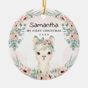 Chic Llama  Blommigten Flicka Första jul Julgransprydnad Keramik