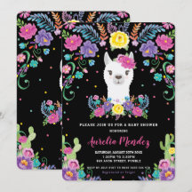 Chic Llama mexikanska Blommigten Baby Shower Chalk