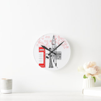 Chic London Glamor Art Wall Clock Rund Klocka