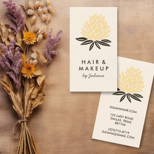 Chic Lotus Flowers Minimalist Natural Cream Visitkort (Sweet lotus business cards in soft cream tones. Customize with your own text,)