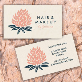 Chic Lotus Flowers Minimalist Rosa Blue Visitkort