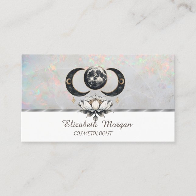 Chic Lotus Moon Opal Visitkort (Framsida)