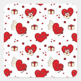 Chic Love-Themed Valentine’s Day Gift Red Heart Fyrkantigt Klistermärke