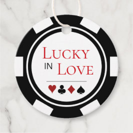 Chic Lucky i Kärlek Black White Poker Chip Bröllop Gåvor Etiketter