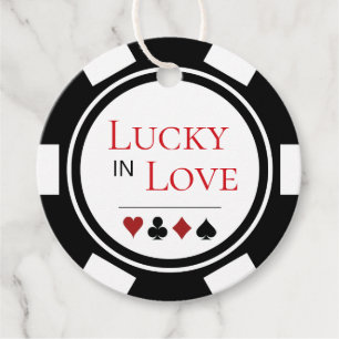 Chic Lucky i Kärlek Black White Poker Chip Bröllop Gåvor Etiketter