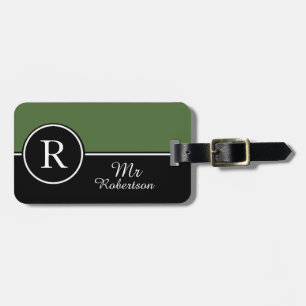 CHIC LUGGAGE/BAG TAG_MODERN "Herr" GREEN/BLACK Bagagebricka
