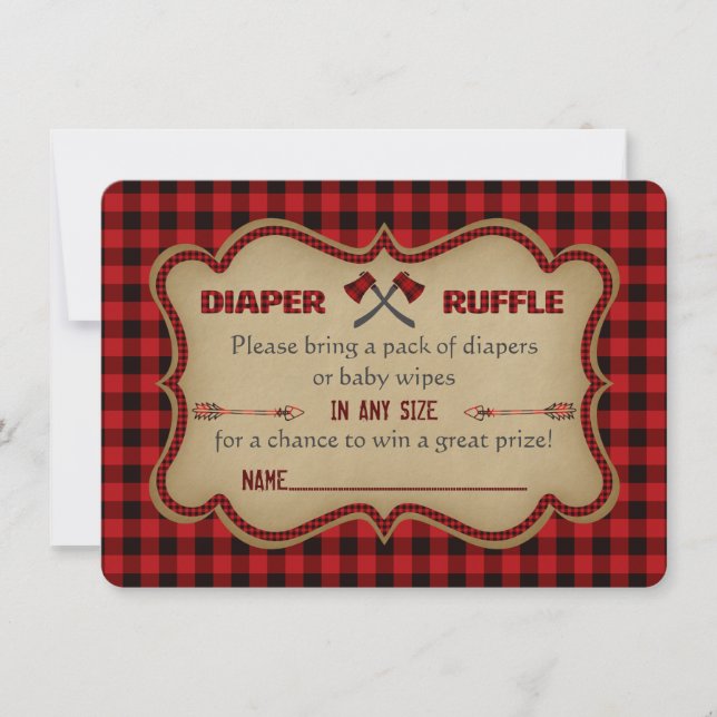 Chic Lumberjack Hunter Boy Diaper Raffle Biljett Inbjudningar (Framsida)