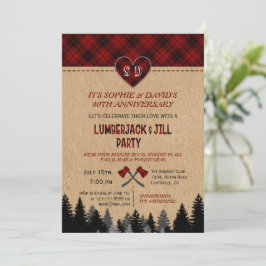 Chic LumberJack och Jill Bröllop 40-årsjubileum Inbjudningar