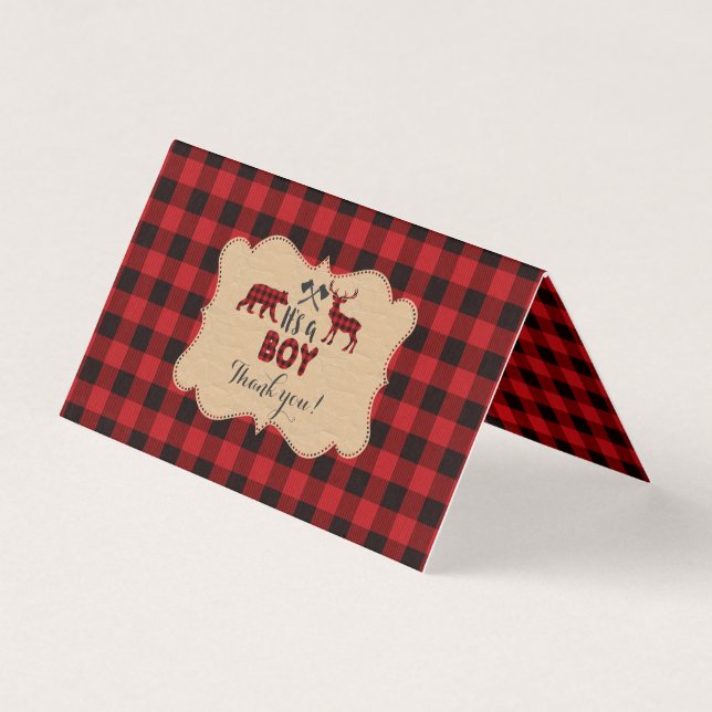Chic Lumberjack Red Buffalo Baby Shower Tack Kort (Framsida)