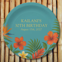 Chic Lush Tropical Blommigt Luau Födelsedagsfest