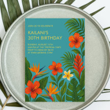 Chic Lush Tropical Blommigt Luau Födelsedagsfest