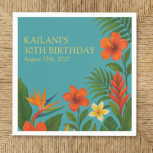Chic Lush Tropical Blommigt Luau Födelsedagsfest