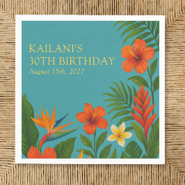 Chic Lush Tropical Blommigt Luau Födelsedagsfest Pappersservett