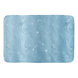 Chic Luxury Baby blue Silver Glitter Mönster Badrumsmatta