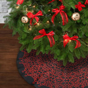 CHIC LUXURY BLACK OCH RED CHRISTMAS DAMASK GOTHIC JULGRANSMATTA BORSTAD POLYESTER