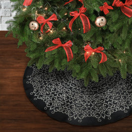 CHIC LUXURY BLACK & SILVER CHRISTMAS DAMASK GOTHIC JULGRANSMATTA BORSTAD POLYESTER